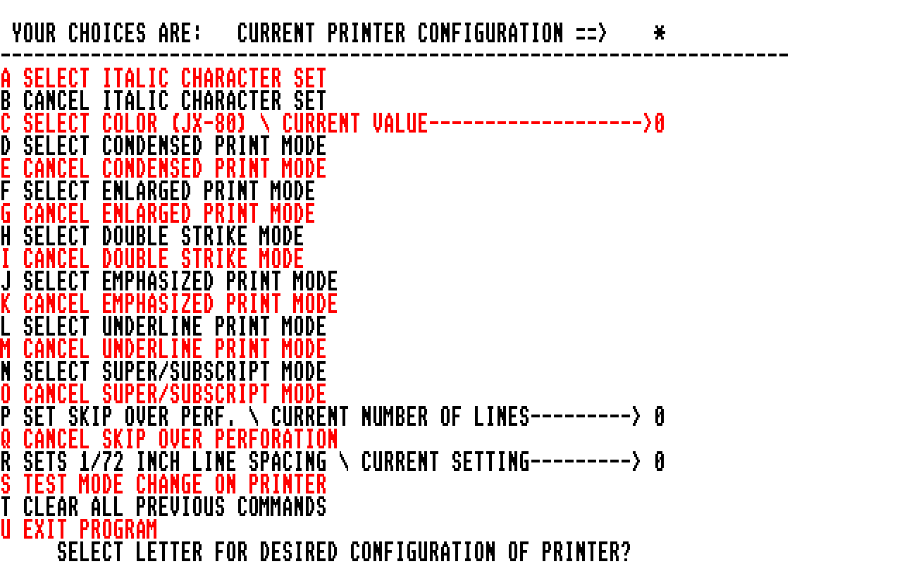 Epson Printer Configuration atari screenshot